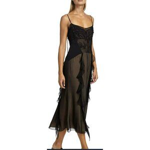 Jason Wu $2790 Silk Floral Embroidered Tulle Silk Slip Midi Dress Size 4 NWT